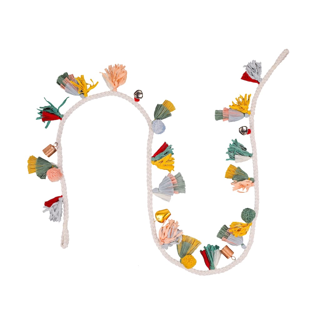 HGTV Home Collection Boho Bell & Tassel Garland, Multicolor, 72 in - 72 in