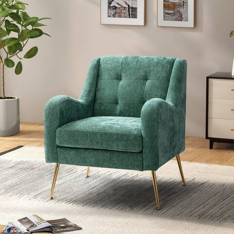 Hyperboreüs Upholstery Accent Armchair with Tufted Back by HULALA HOME