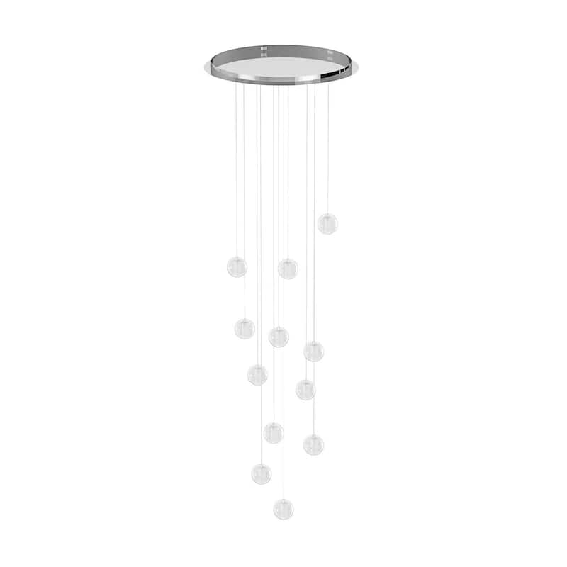 Modern Crystal Ball Long Raindrop Chandelier for Entrance Foyer Staircase