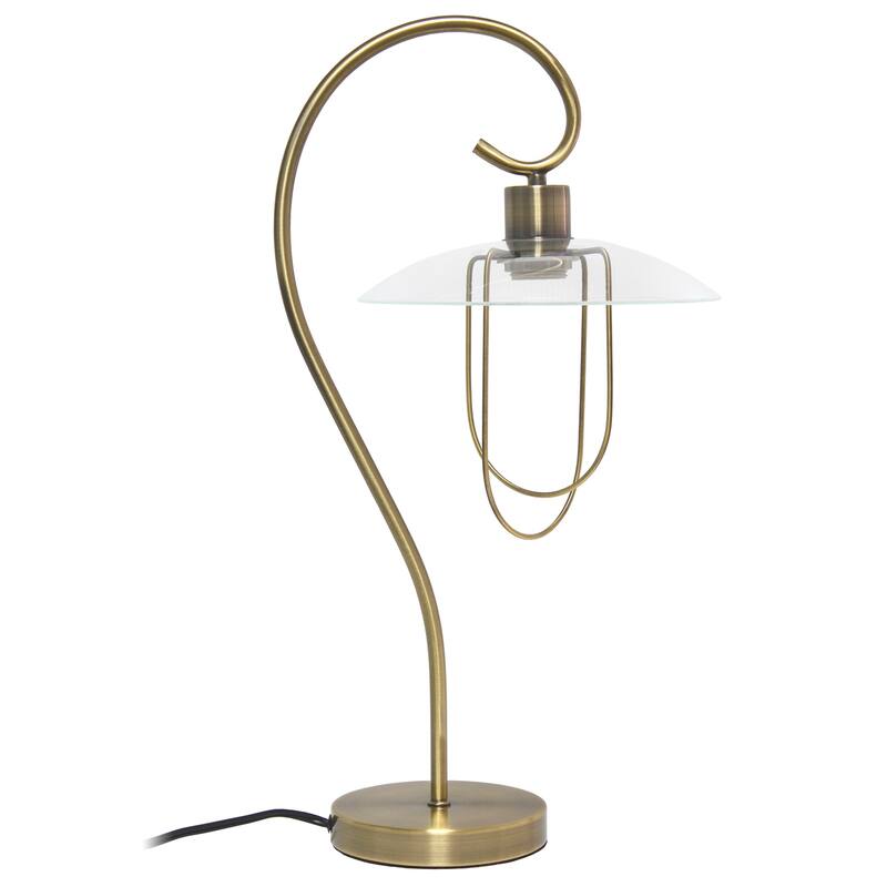 22.2 in. Antique Brass Finish Table Lamp with Clear Shade, Sturdy Table Lamp for Living Rooms and Bedrooms