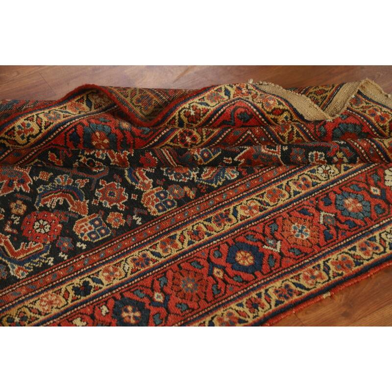 Hand Knotted Oriental 100% Wool Carpet Traditional All-Over Navy Blue & Blues Malayer Runner Rug - 16' 9'' X 3' 7''