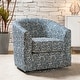 preview thumbnail 88 of 106, Cuenca Modern Living Room Wooden Upholstered 360° Swivel Barrel Chair with Metal Base and Wide Backrest Blue