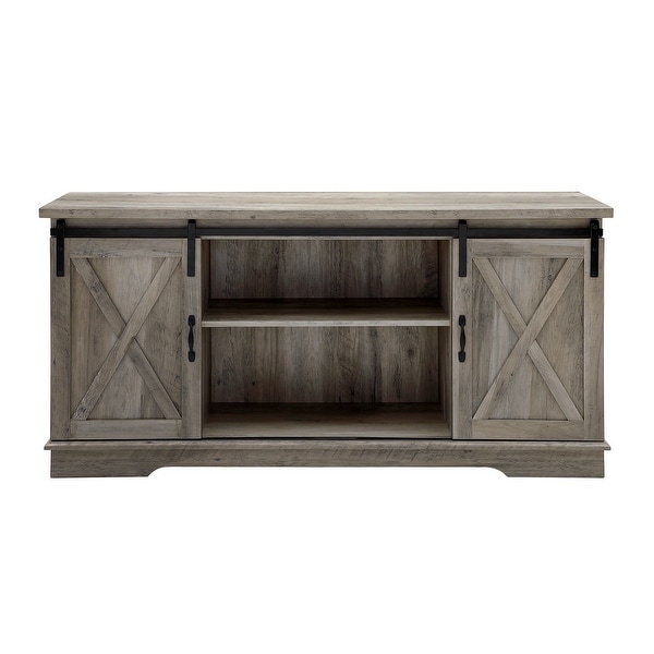 Delacora WE-BD58SBD Bandera 58" Wide Farmhouse Style TV Stand with Barn Doors