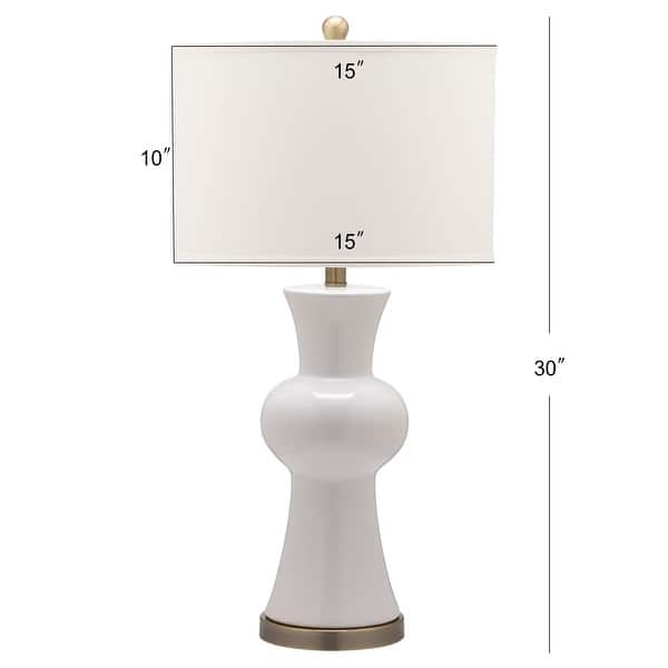 dimension image slide 2 of 3, SAFAVIEH Lighting 30 inch Navy Lola Column Lamp (Set of 2)