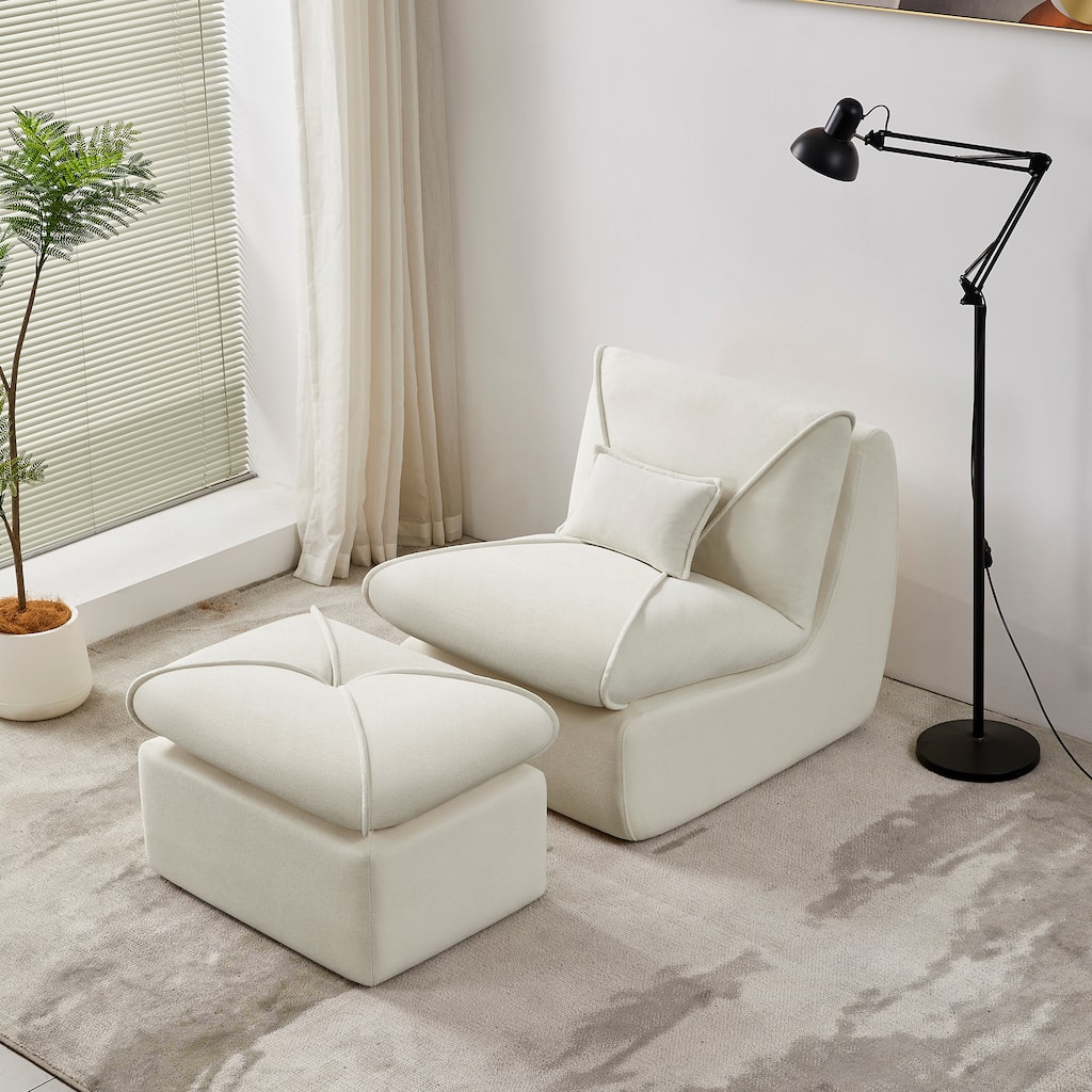Modern Compressed Lounge Chair with Ottoman, Ideal for Small Spaces and Comfortable Seating