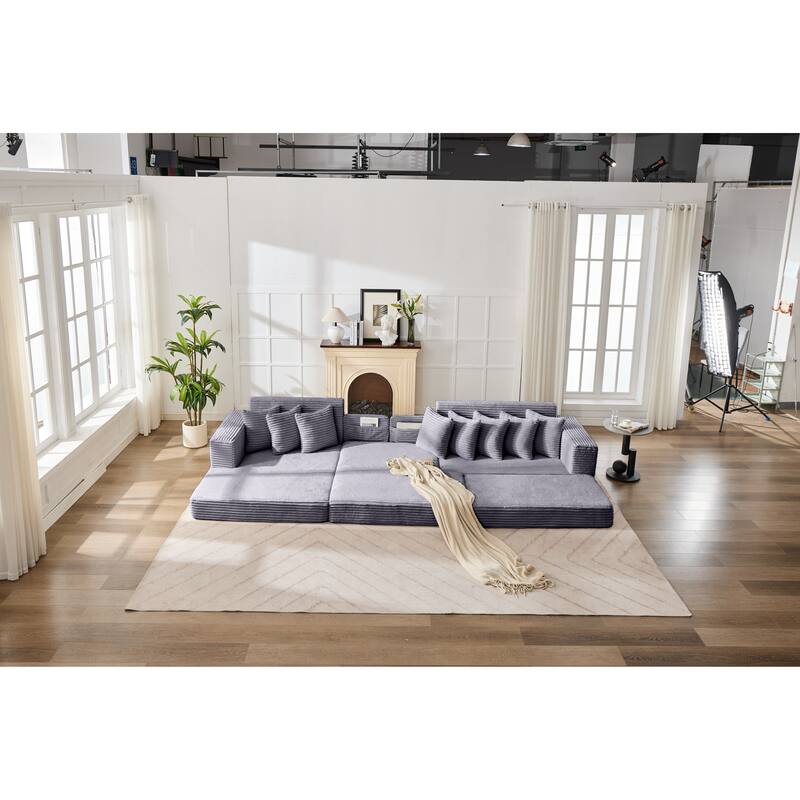 Convertible Corduroy Sofa Bed, Foldable Floor Couch, Space-Saving Sleeper Mattress Sofa, Multi-Functional Folding Bed