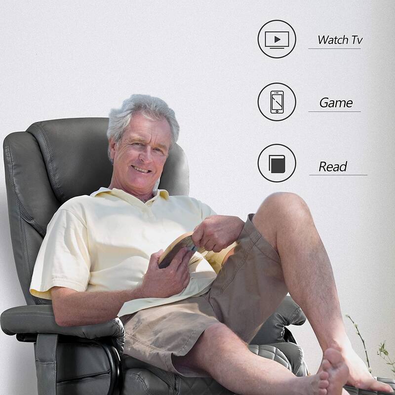 MCombo Faux Leather Swivel Massage Recliner with ottoman