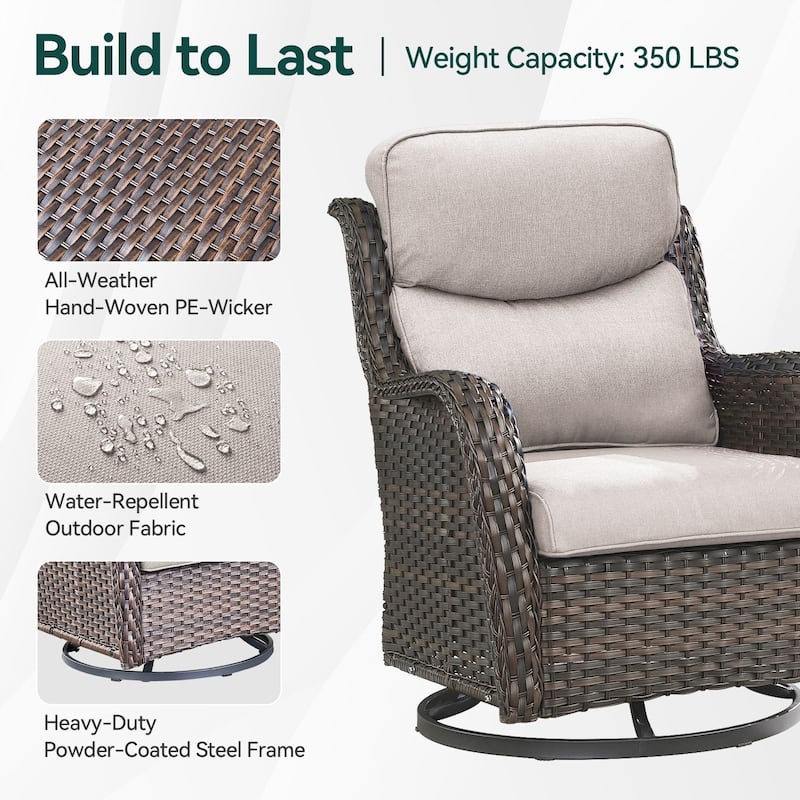 Outdoor Gliders Swivel Chairs Patio Chairs with 5-Inch Thick Cushions