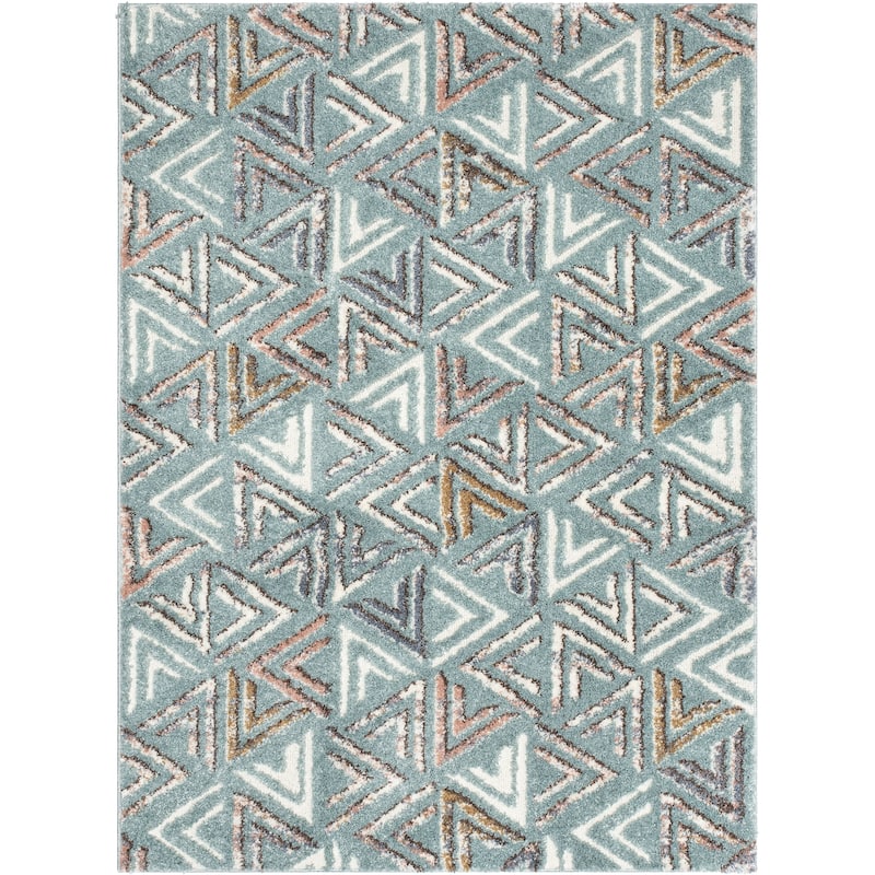 Well Woven Delia Thanatos Modern Geometric Area Rug - Light Blue - 7' 10" x 9' 10"