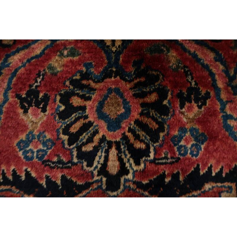 Hand Knotted Oriental 100% Wool Carpet Traditional Floral Navy Blue & Blues Sarouk Area Rug - 17' 3'' X 11' 4''