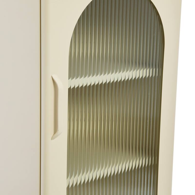 Solstice Metal Accent Cabinet with 2 Adjustable Storage Shelves and Arched Glass Door