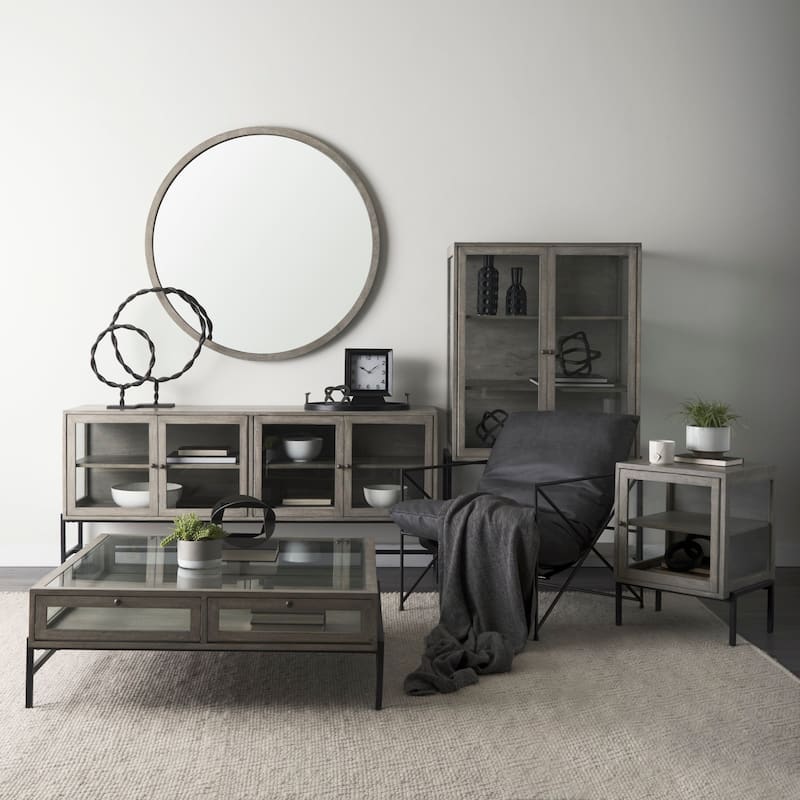 Gambit Solid Wood Frame Large Round Mirror - 46" x 46"