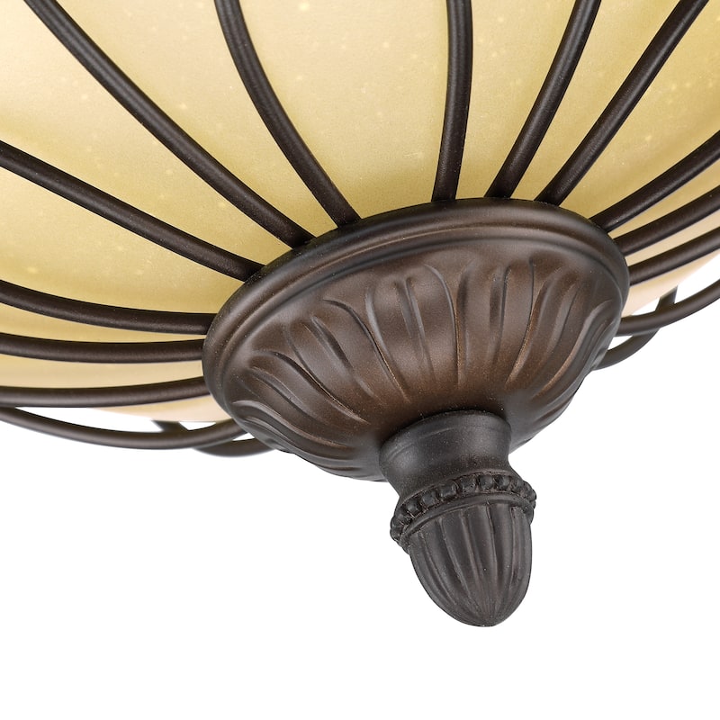 2 Lights Ceiling Lamp with Clear Glass,A Painted Woodgrain Finish, 2*E26 - Bronze