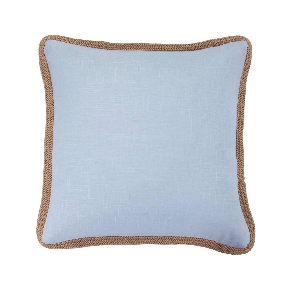HiEnd Accents Luna Washed Linen Jute Trimmed Pillow, 20"x20"