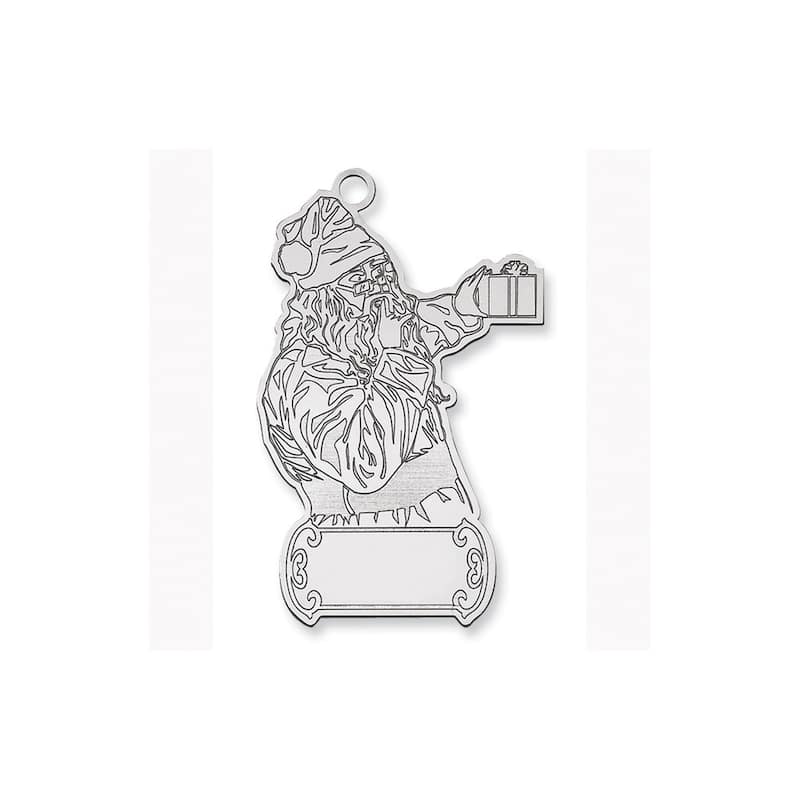 Curata Sterling Silver Rhodium-Plated Blank Christmas Santa Ornament