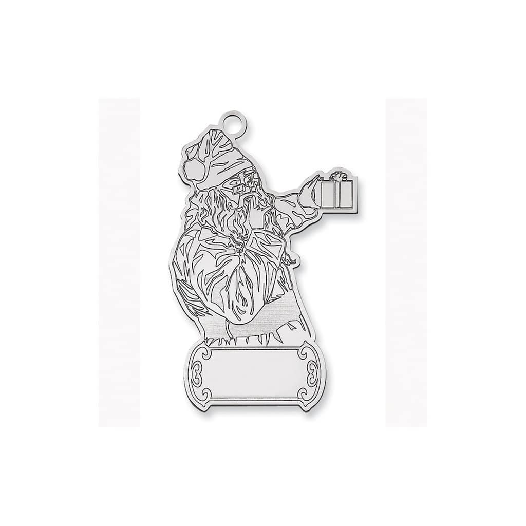 Curata Sterling Silver Rhodium-Plated Blank Christmas Santa Ornament