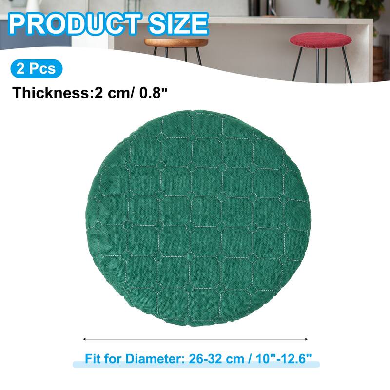 Bar Stool Covers, 2Pcs Elastic Bar Stool Seat Cover for 10-13 Inch Chair - Green