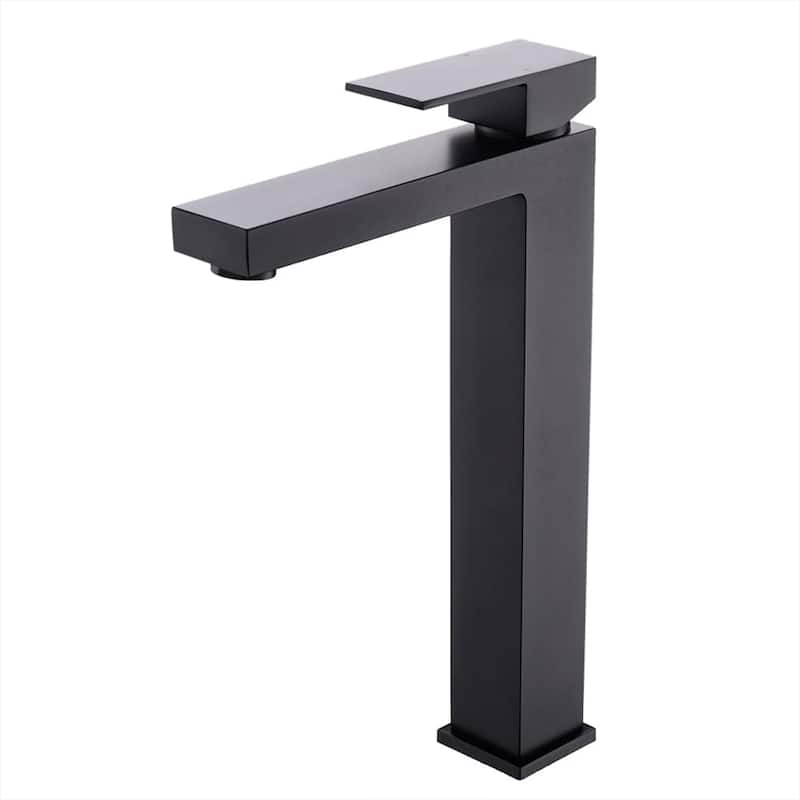 Single Handle Bathroom Vessel Faucet Matte Black Bathroom Vessel Sink Faucet One Hole Modern Tall High Basin Vanity Taps - Matte Black