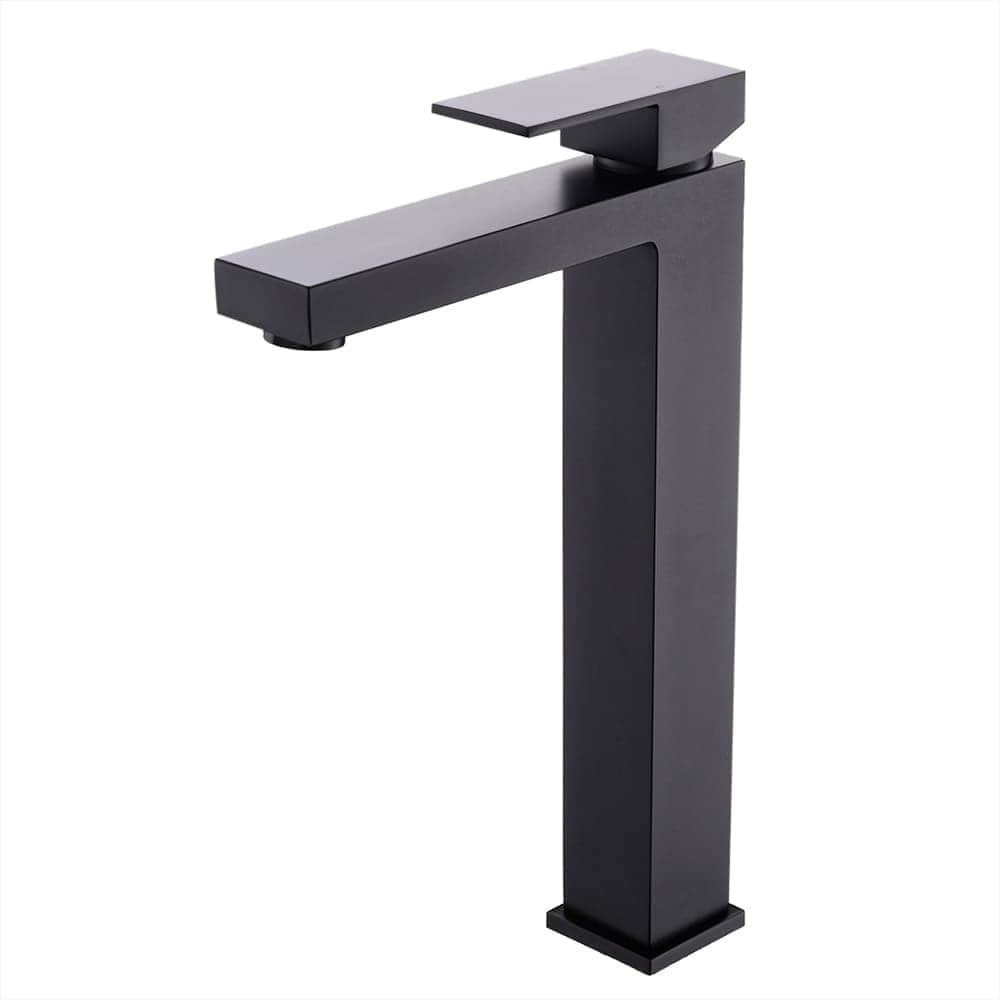 Single Handle Bathroom Vessel Faucet Matte Black Bathroom Vessel Sink Faucet One Hole Modern Tall High Basin Vanity Taps