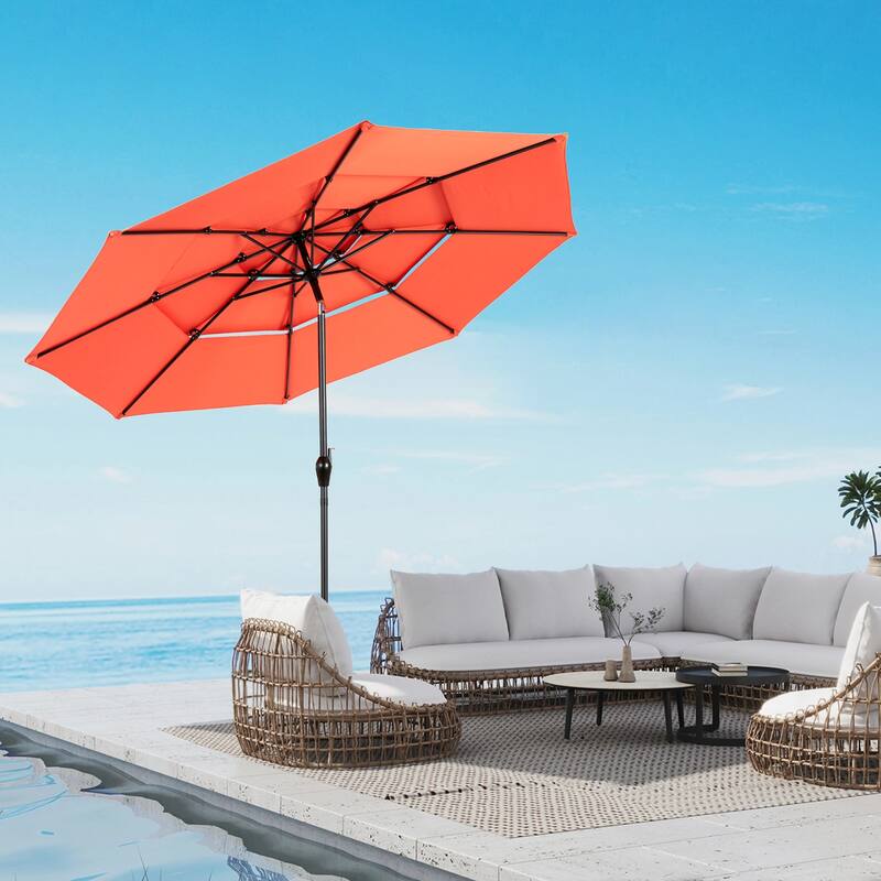Topcraft 10ft Aluminum 3 Tier Tiltable Market Umbrella
