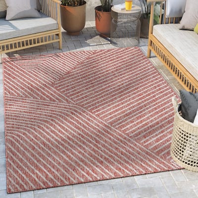 Well Woven Medusa Linden Indoor Outdoor Striped Modern Area Rug