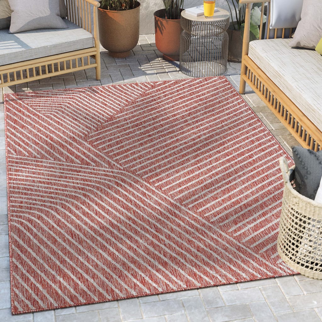 Well Woven Medusa Linden Indoor Outdoor Striped Modern Area Rug
