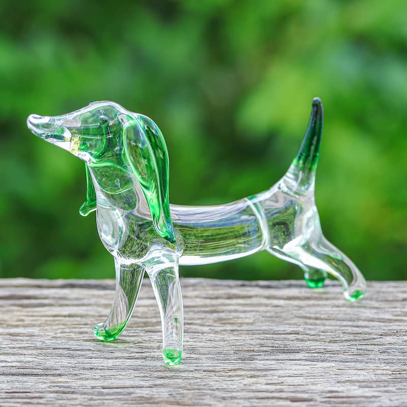 Novica Handmade Hope Dachshund Handblown Glass Figurine