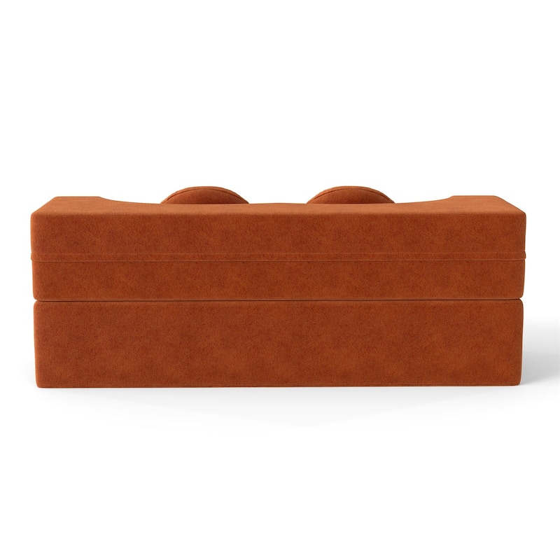 Modern Floor Sofa with 2 Pillows,Convertible Plush Corduroy Foam-Filled Sleeper Sofa Bed