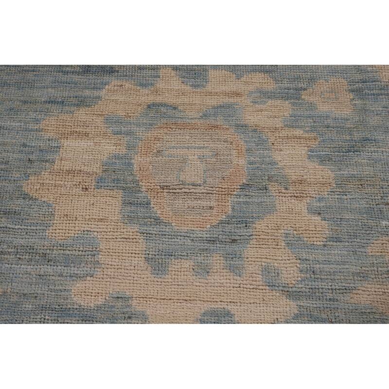 Blue Floral Oushak Vegetable Dye Area Rug Handmade Wool Carpet - 8'5" x 10'0"
