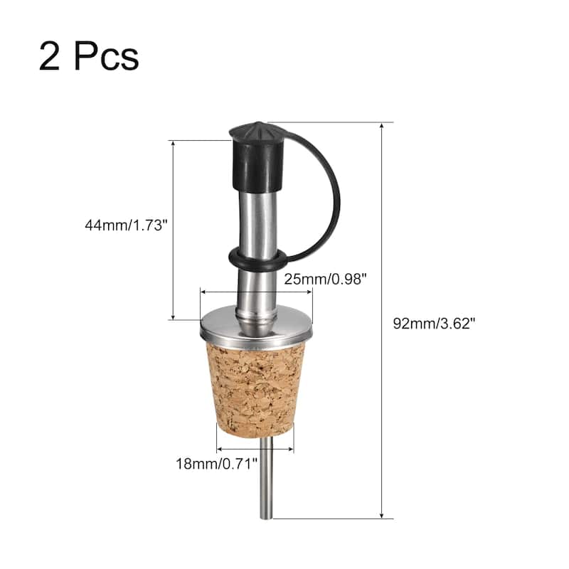 Olive Oil Spout with Rubber Dust Caps for Pours Liquid, Olive Oil - Silver, Black - 2Pcs