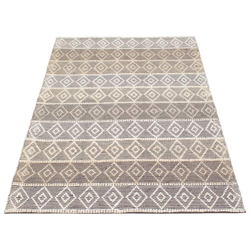 ECARPETGALLERY Braid weave Sienna Grey Wool Rug - 5'0 x 7'10