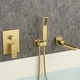 preview thumbnail 18 of 32, Modern Wall Mounted Bathtub Faucet with Hand Shower 180° Swivel Tub Filler Faucet Single Handle Contemporary Tub Faucet Golden