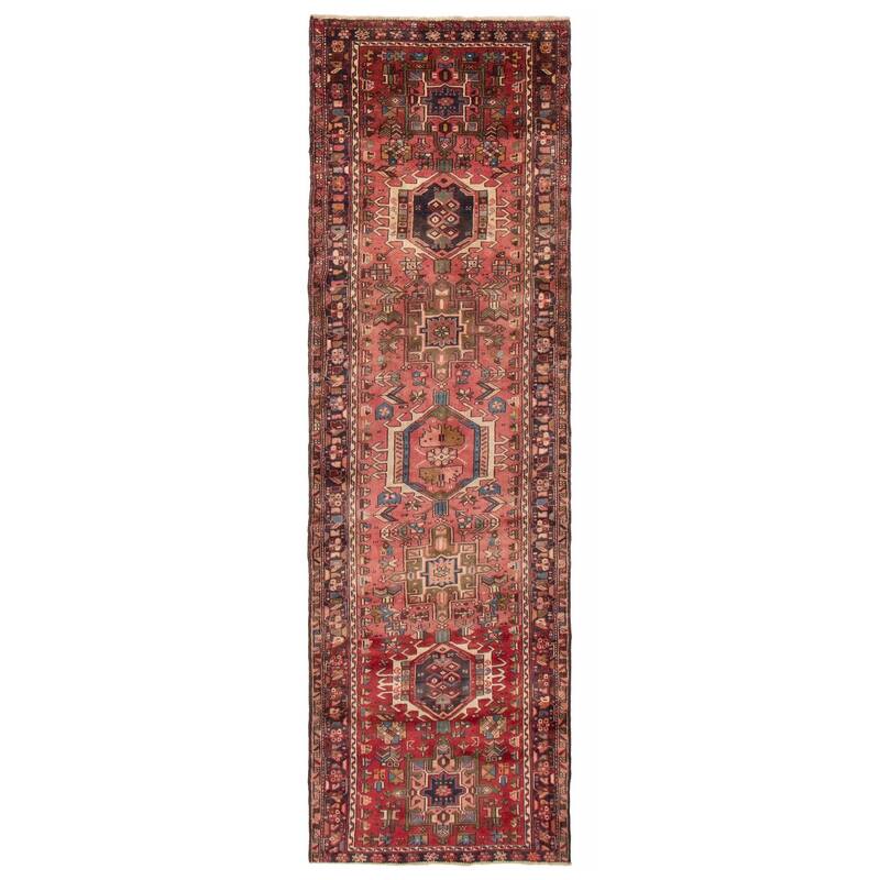 ECARPETGALLERY Hand-knotted Konya Anatolian Red Wool Rug - 3'4 x 10'10 - Red - 3'4 x 10'10