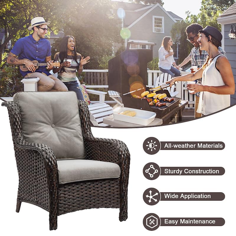 Fire Pit Table with Patio Chair & Ottomans