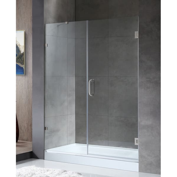 Shop Anzzi Consort 60 X 72 Frameless Hinged Alcove Shower Door In Brushed Nickel Overstock 16288312