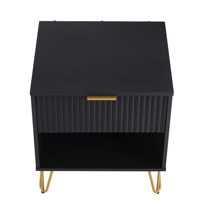 Manhattan Comfort Dumbo 1.0 Mid Century 1 Drawer Nightstand Set of 2