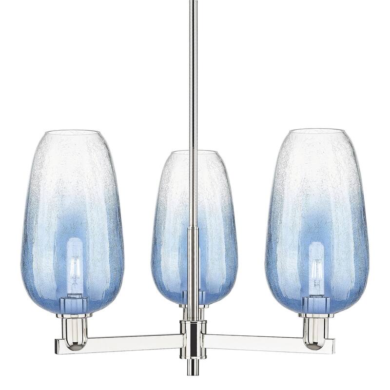 Innovations Lighting 716-3CR-17-18 Brookhaven Flute Chandelier - Polished Nickel / Sapphire Blue