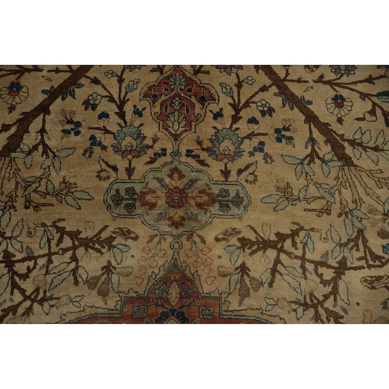 Hand Knotted Oriental 100% Wool Carpet Traditional Floral Beige & Ivories Tabriz (100% Vegetable Dye) Area Rug