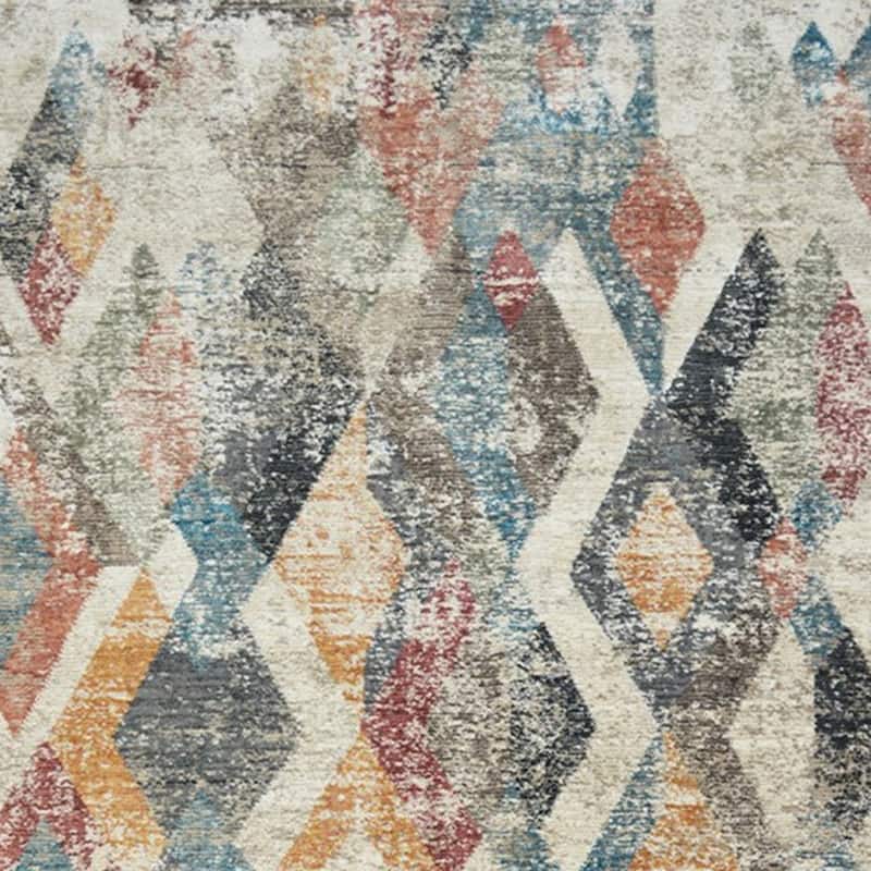 Cexox Distressed Geometric Modern Stain Resistant Woven with Fringe Area Rug By HomeRoots