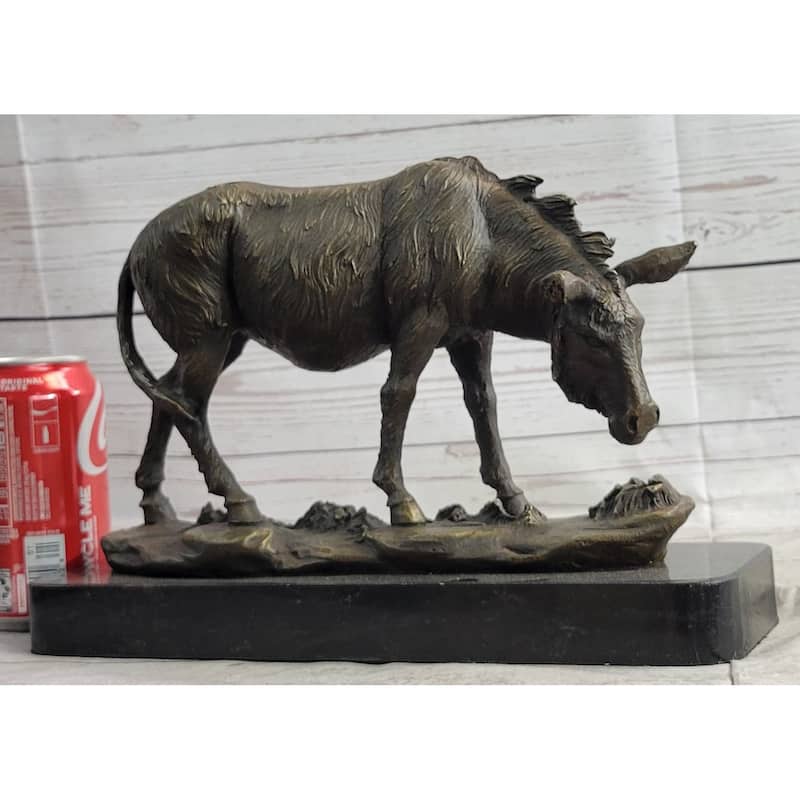 Donkey Mule Bronze Statue Sculpture Handmade Art Figure By Barye On Marble Base
