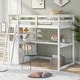 preview thumbnail 1 of 16, Twin Size Loft Bed with Desk and Shelves, Two Built-in Drawers, White White