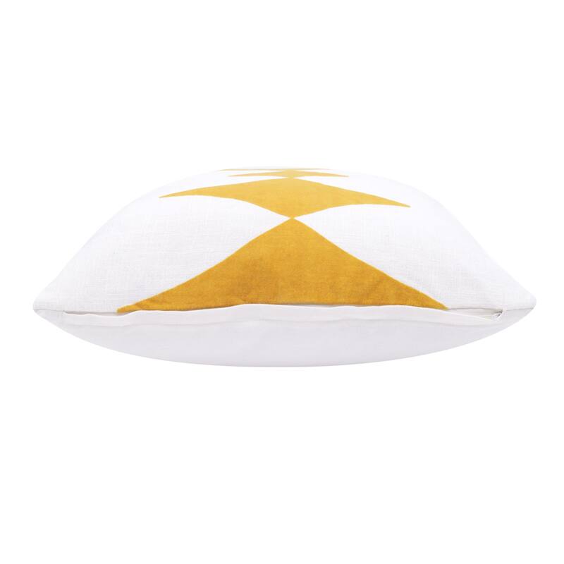 HomeRoots 20" X 20" Yellow And White 100% Cotton Diamond Zippered Pillow