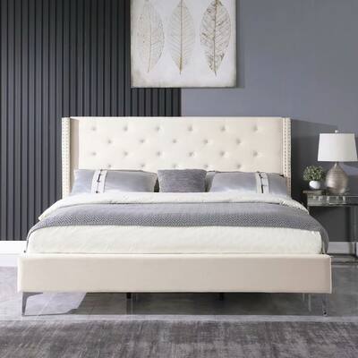 Morden Fort Queen-size Velvet Upholstered Platform Bed