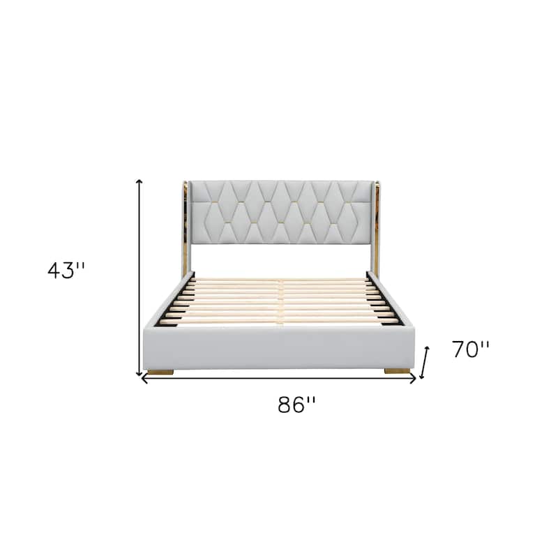 HomeRoots White Tufted Upholstered Twin Bed Frame