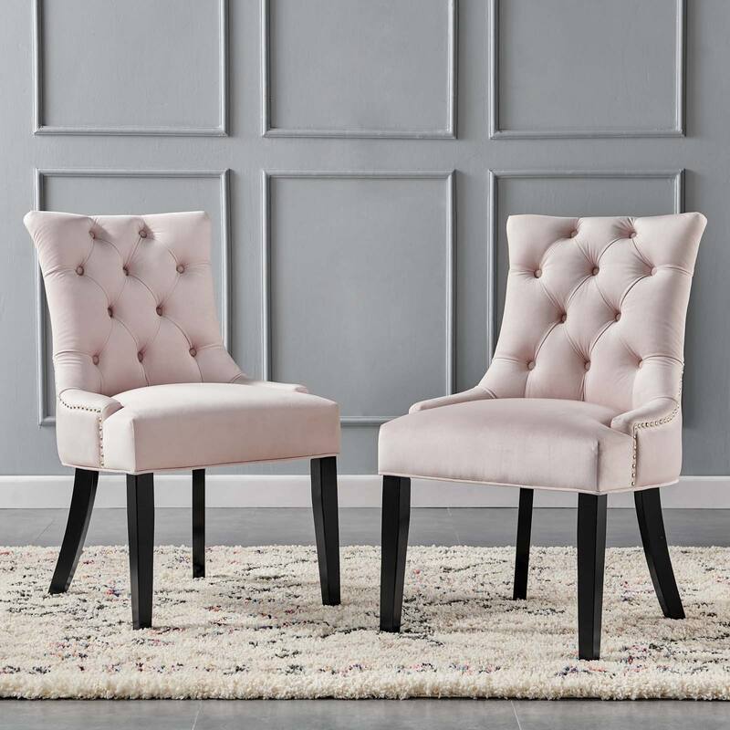 Silver Orchid Kornman Velvet Dining Side Chairs (Set of 2)