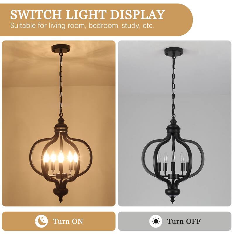 5-Light Candlestick Hanging Linear Chandelier Lighting Island Chandelier Fixture for Kitchen Island