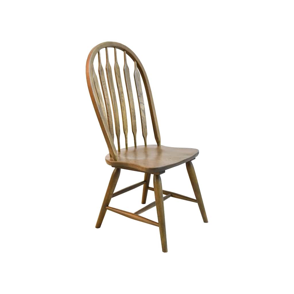 Colonial Solid Oak Arrow Back Side Chair, Weathered Chestnut (Set of 2)