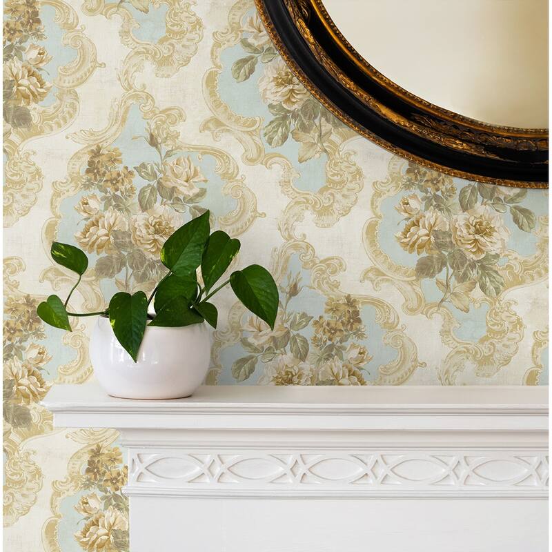 Seabrook Designs Whitacker Rose Damask Unpasted Wallpaper