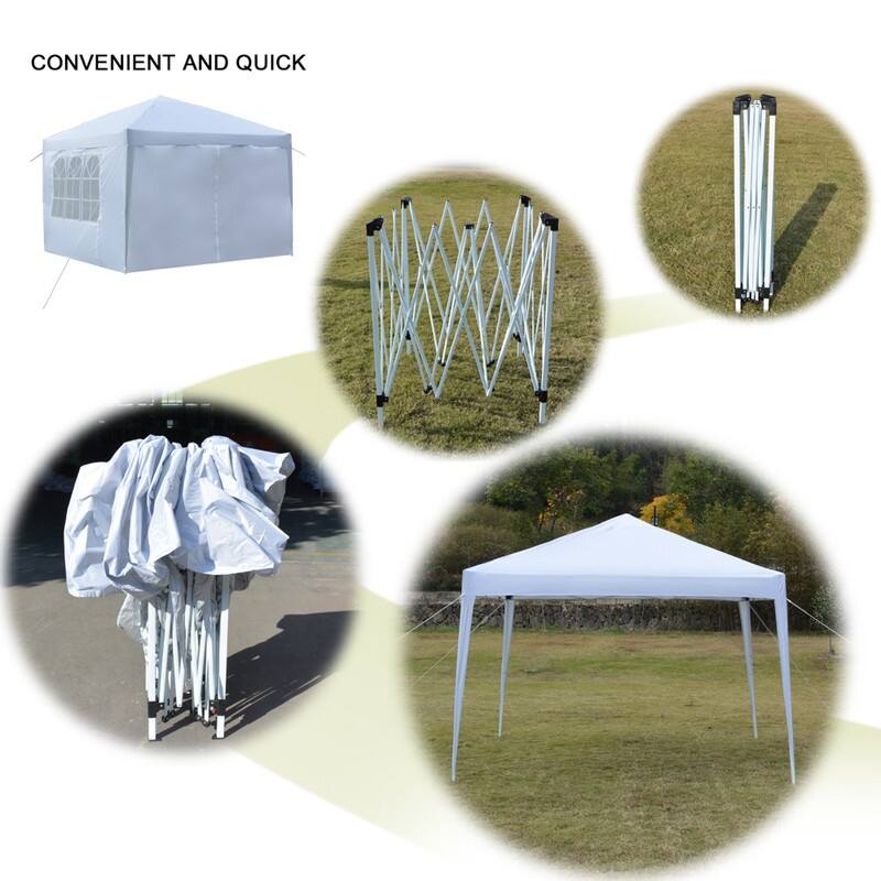 10x10FT Two Doors & Two Windows Practical Waterproof Right-Angle Folding Tent White - 10X10