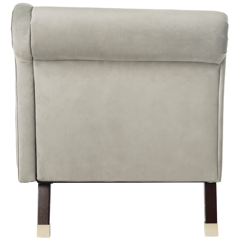 SAFAVIEH Mid-Century Modern Caiden Velvet Grey Chaise with Pillow - 63" x 27.5" x 30"